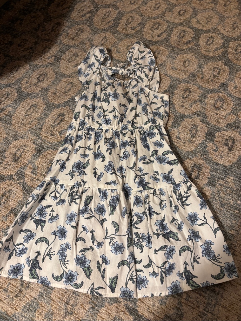 Crewcuts Blue Floral Tiered Sundress on Cream